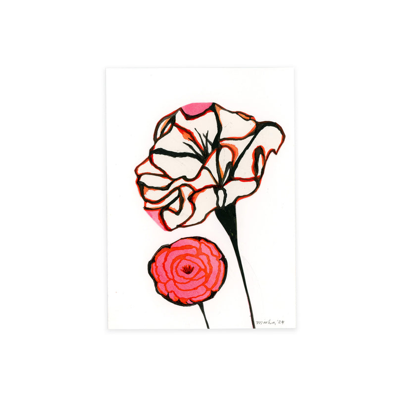 Deux Carnations /  handmade full size card
