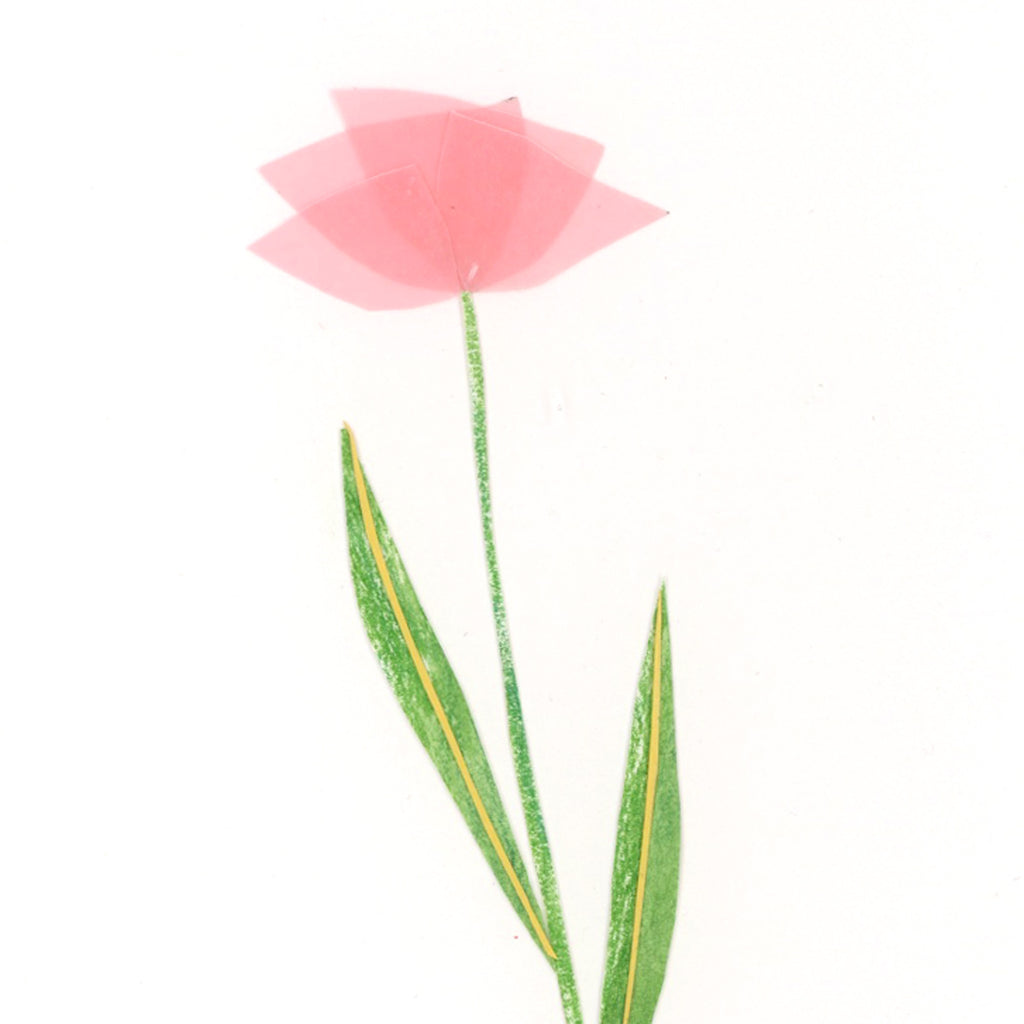 Delicate Pink Poppy /  handmade, cut-paper card