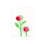 Green Pink Roses / handmade, cut-paper greeting card