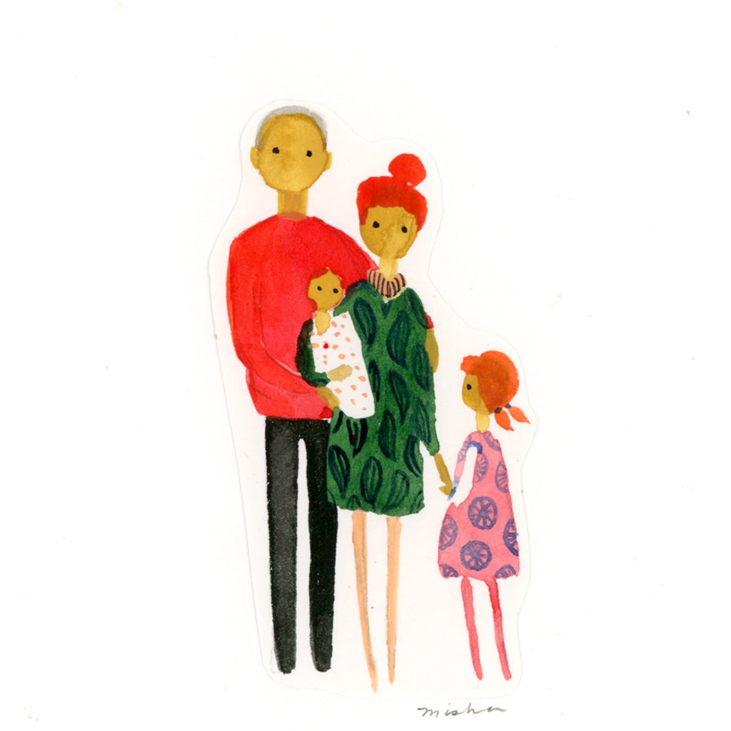 Mom with Red Hair /  handmade full size card