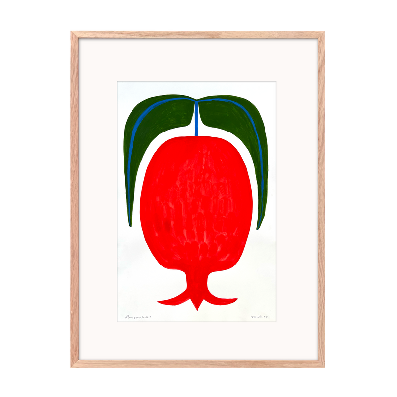 "Pomegranate No. 1", Framed Original Acrylic Gouache on Paper Painting