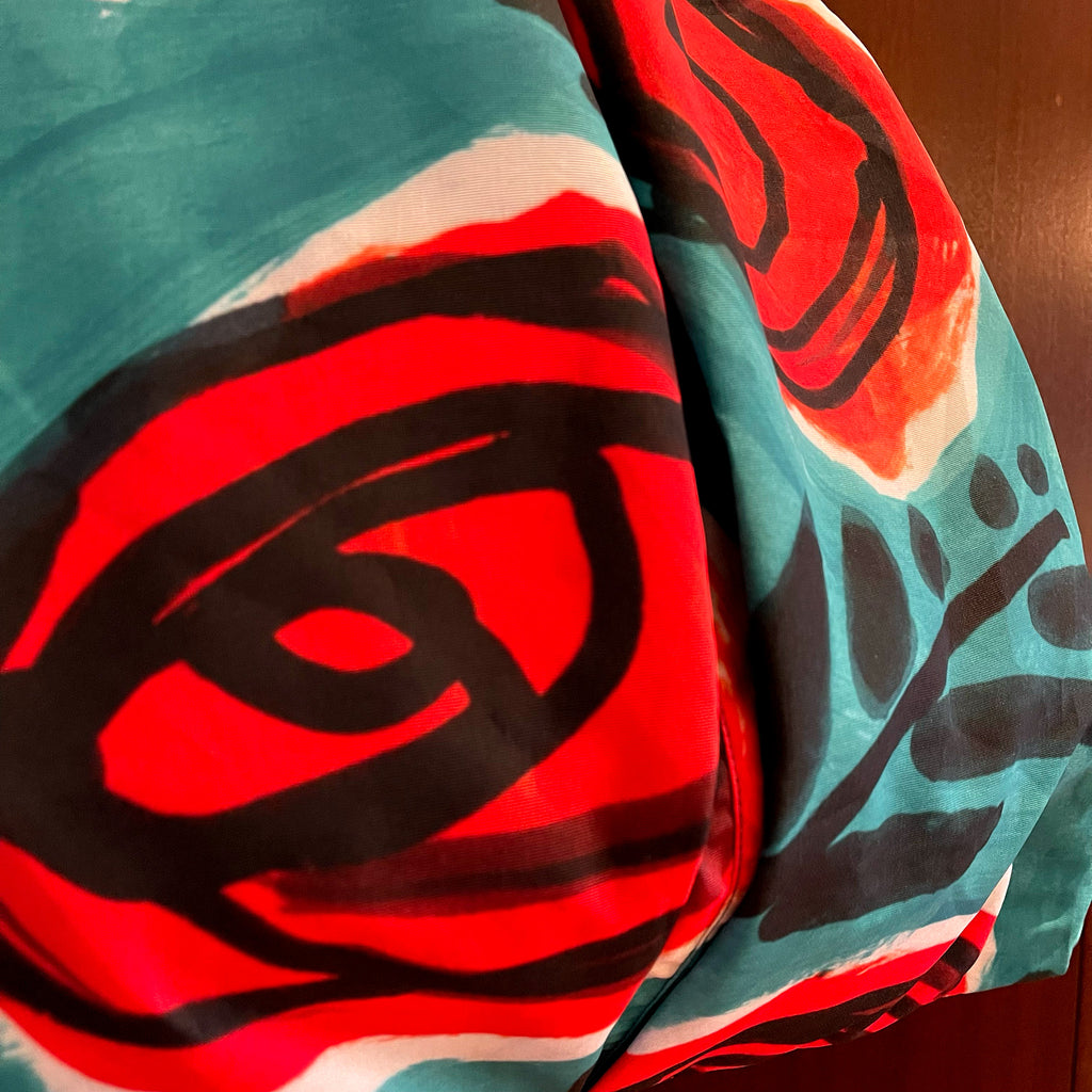 Sale — Teal Red Rose, Multi-Pocket, Statement Tote Bag