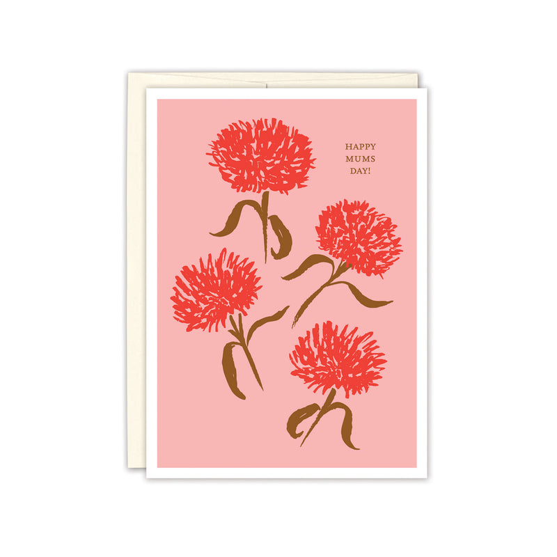 Coral Mums Mother's Day Card