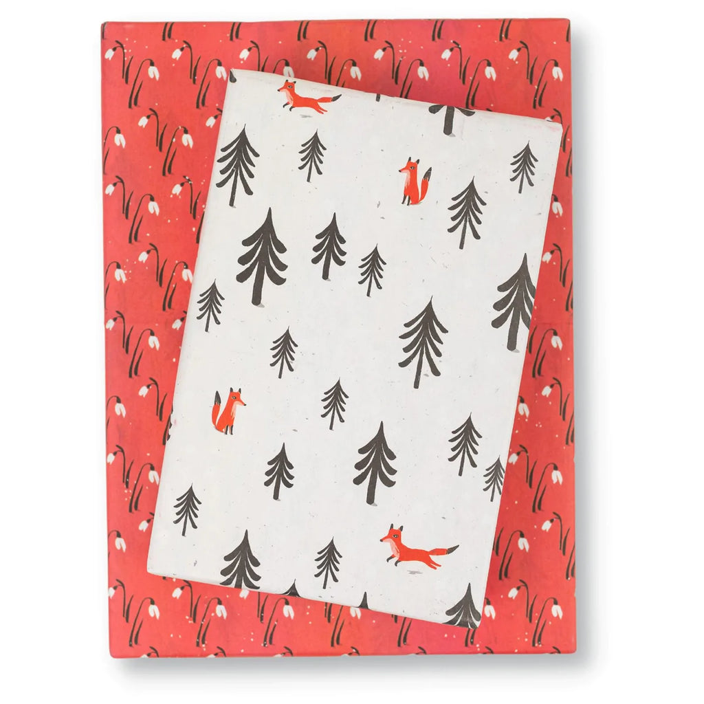 Fox Forest & Snowdrops /  Winter Holiday Gift Wrap Set