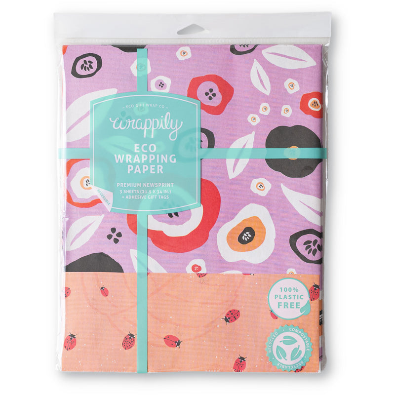 NEW! Seeds & Blooms and Ladybugs /  Everyday Gift Wrap Set