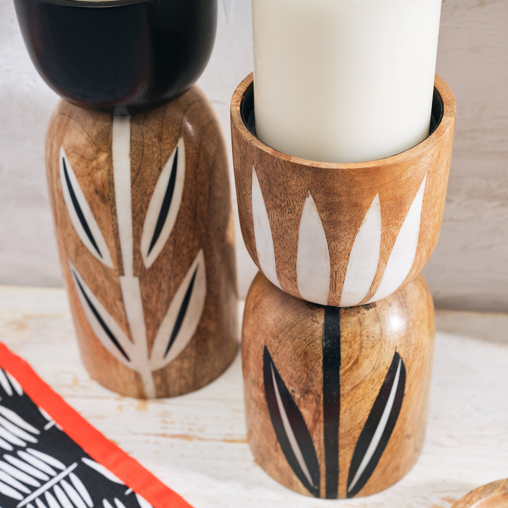 Mod Wood Tulips Candle Holders