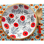 New! Red Poppies on White, Mango Wood Salad Bowl and Tongs