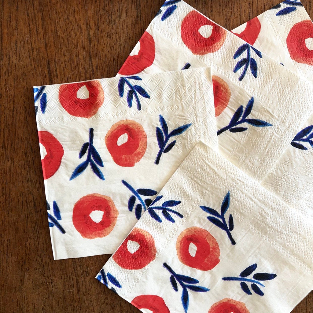 Inky Poppies Paper Napkins