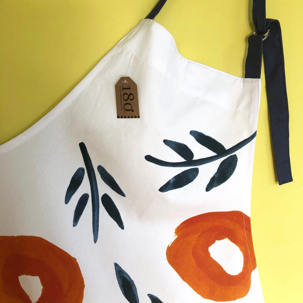 Inky Poppies Screen Printed Kitchen Apron by Misha Zadeh