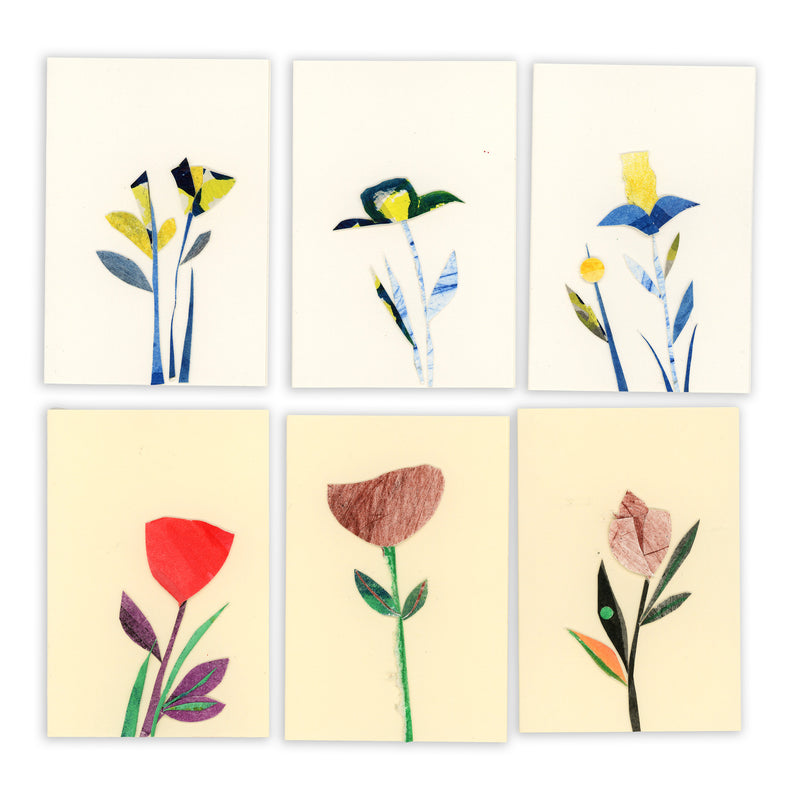 New! Sets of Six Hand-painted and Collaged Mini Cards