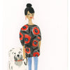 New! Dark Haired Girl with Sheepdog /  handmade full size card
