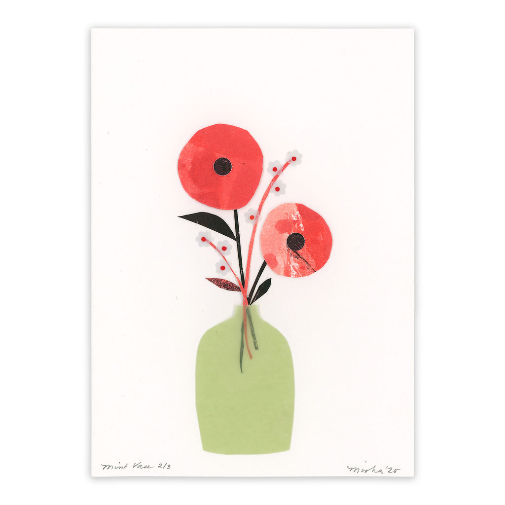 New! Floral Arrangement in Vase / handmade, mixed media artwork