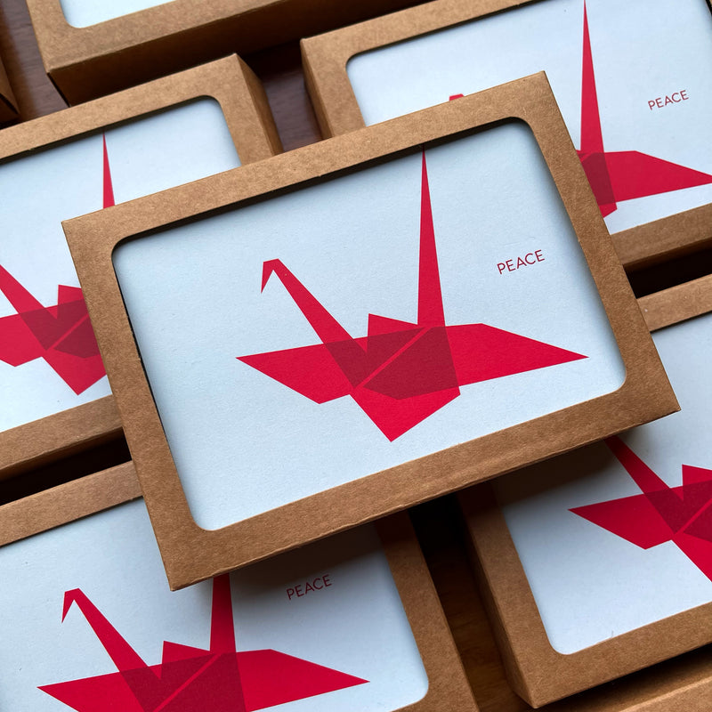 Red Origami Peace Crane / Holiday Cards