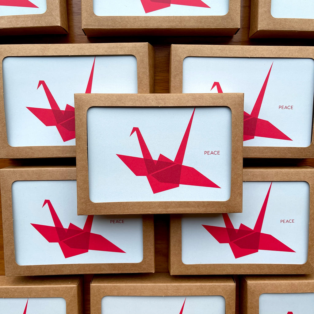 Red Origami Peace Crane / Holiday Cards