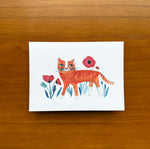 New! Orange Kitty with Poppies / Boxed Blank Note Cards