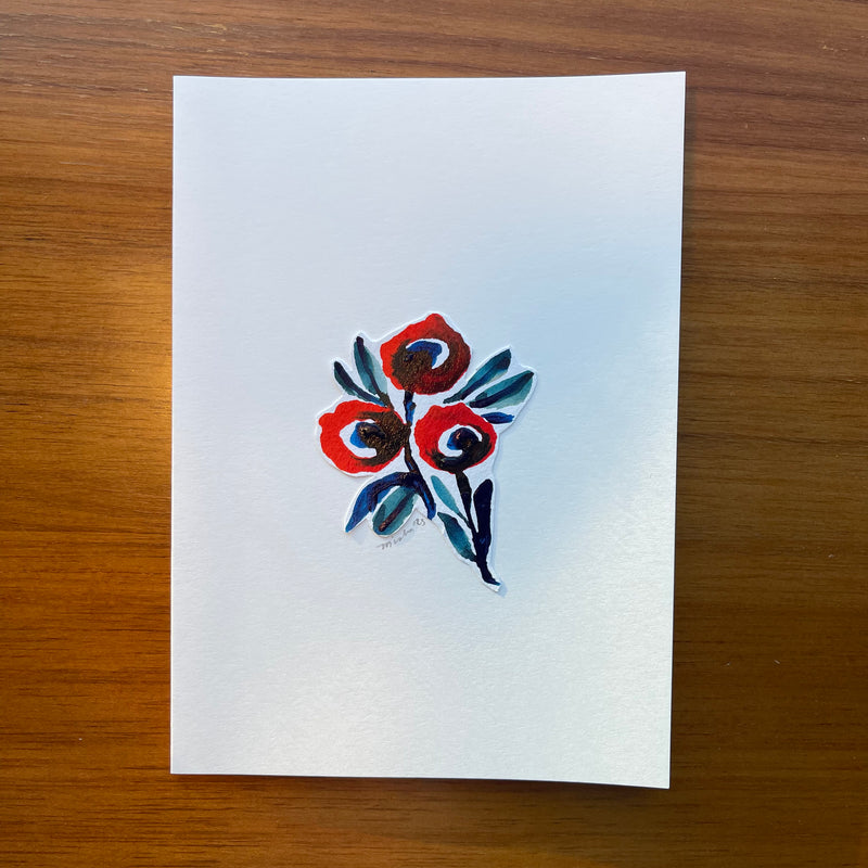 Three Poppy Problem /  handmade, full-sized card