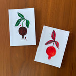 Moody Pomegranate and Orangey Pomegranate /  Handmade, full-size mixed-media card