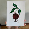 New! Moody Pomegranate and Orangey Pomegranate /  Handmade, full-size mixed-media card