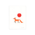 Fox and Sun /  handmade, full-sized card
