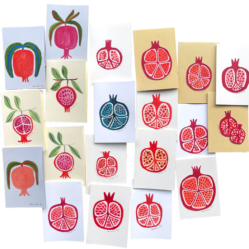 Single, One-of-a-kind, Handmade Mini Pomegranate Card