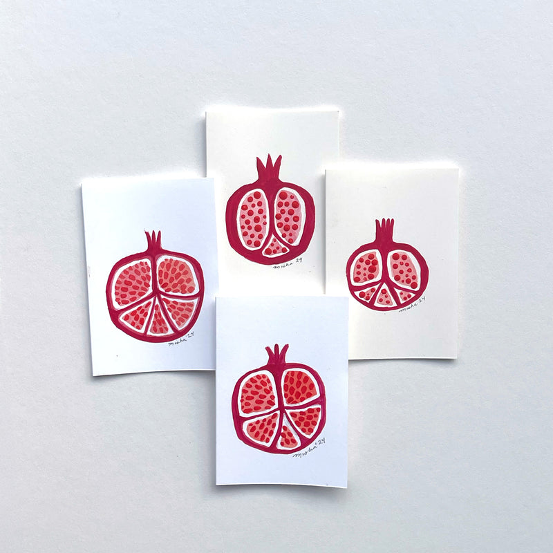 Single, One-of-a-kind, Handmade Mini Pomegranate Card