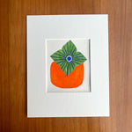 "Bold Persimmon", Matted Original Gouache Painting