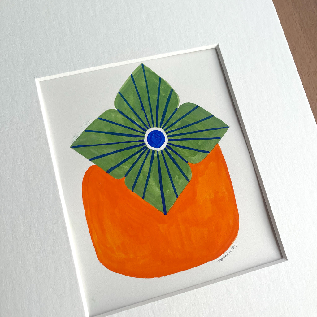 "Bold Persimmon", Matted Original Gouache Painting