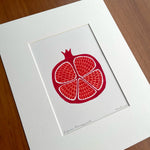 "Joyous Pomegranate", Matted Original Gouache Painting