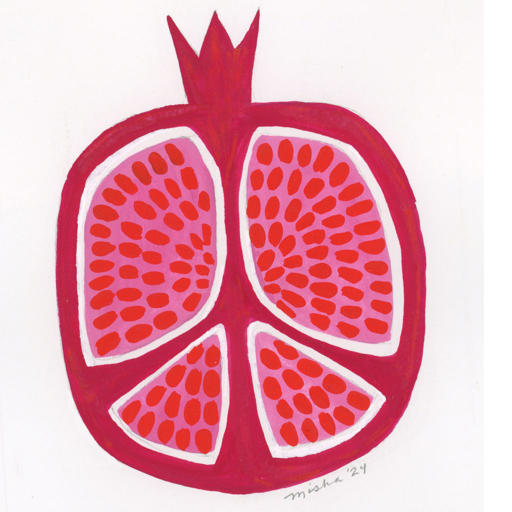 "November Pomegranate, No. 2", Matted Original Gouache Painting