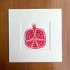 "Raspberry Pomegranate", Matted Original Gouache Painting