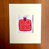 "Square Pomegranate", Matted Original Gouache Painting