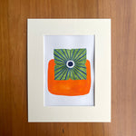 "Starburst Persimmon", Matted Original Gouache Painting