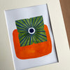 "Starburst Persimmon", Matted Original Gouache Painting