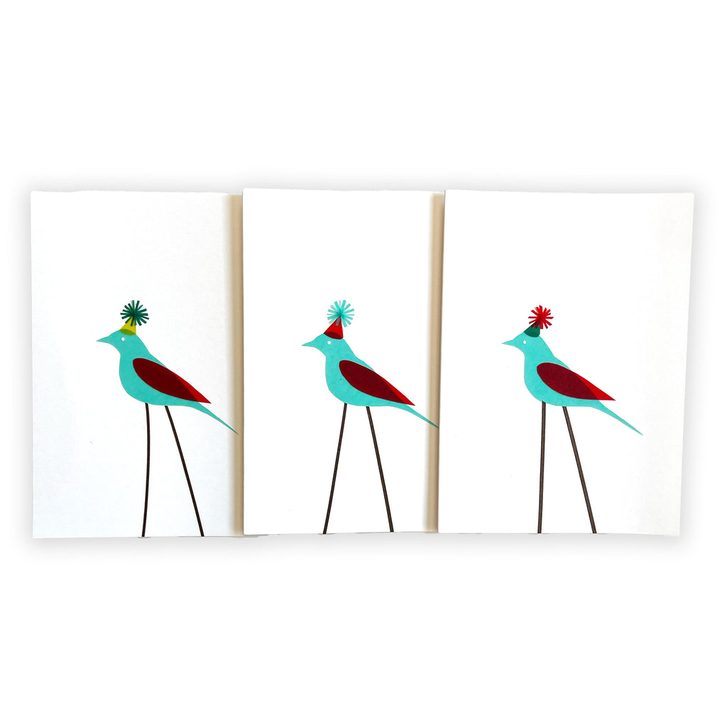 New! Party Bird / handmade, cut-paper greeting card