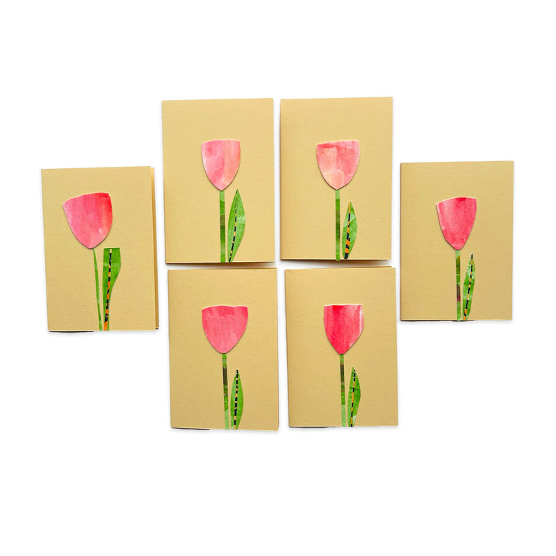 New! Sets of Six Hand-painted and Collaged Mini Cards