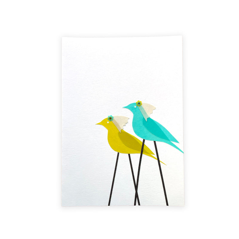 Wedding Birds / handmade, cut-paper greeting card