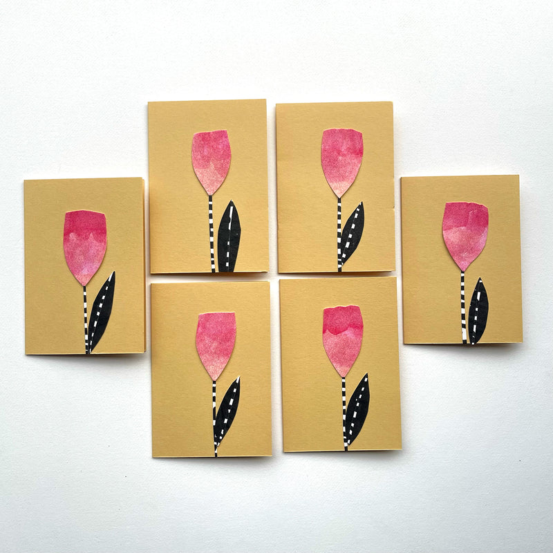 New! Sets of Six Hand-painted and Collaged Mini Cards