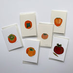 New! Mini Hand-Painted, Cut-Paper Persimmon Cards, Set of 6