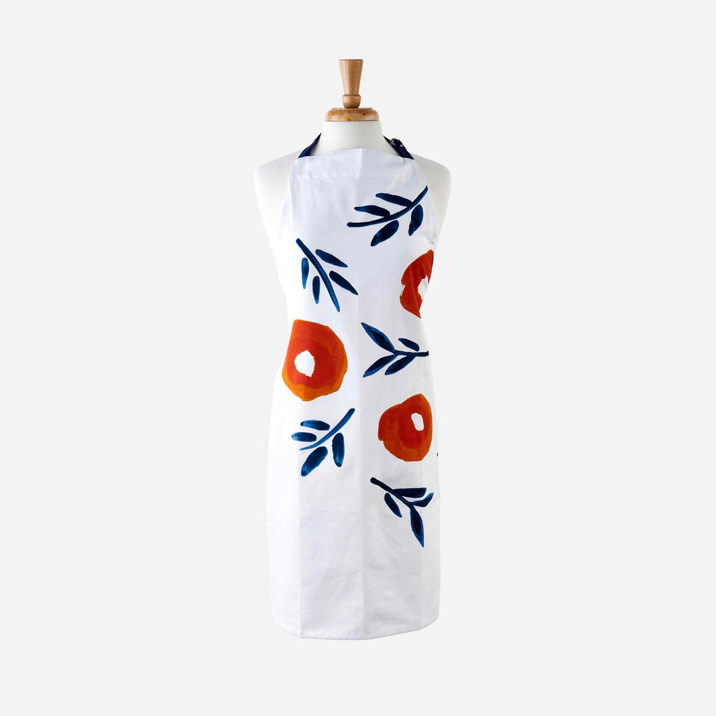 Inky Poppies Screen Printed Kitchen Apron by Misha Zadeh