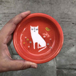 Red with white cat metal trinket dish