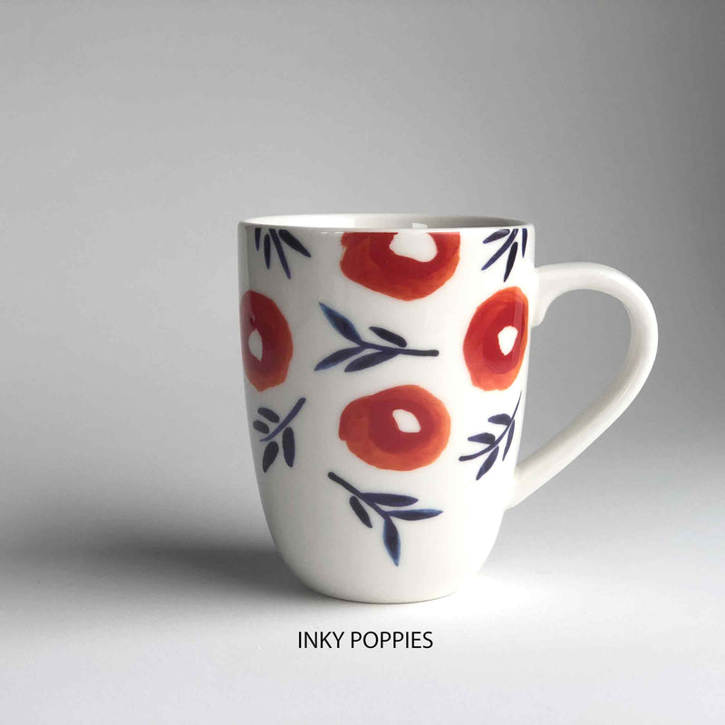 Inky Poppies Mug from the Modern Prints Ceramic Mug Series by Misha Zadeh for 180 Degrees