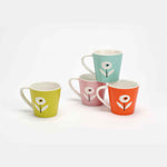 Mod Poppies Ceramic Mug Set of Four