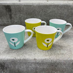 Mod Poppies Ceramic Mug Set of Four