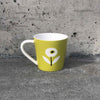 Chartreuse Mod Poppies Ceramic Mug with white handle
