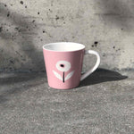 Pink Mod Poppies Ceramic Mug with white handle