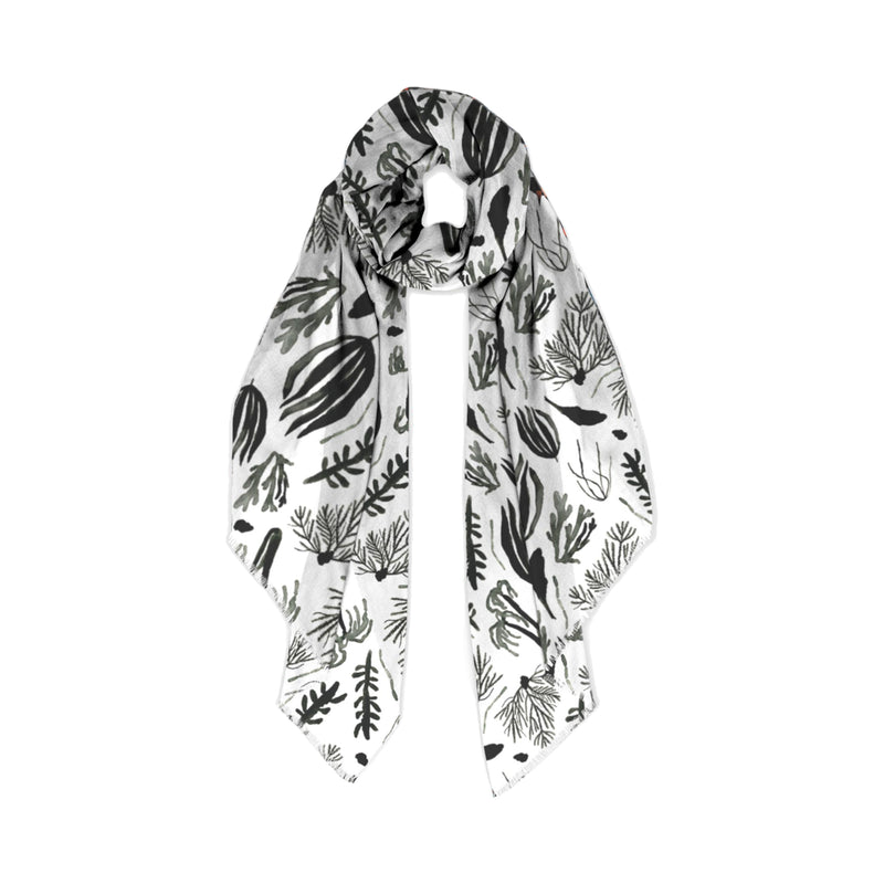 Misha Zadeh kelp and coral modal scarf on white