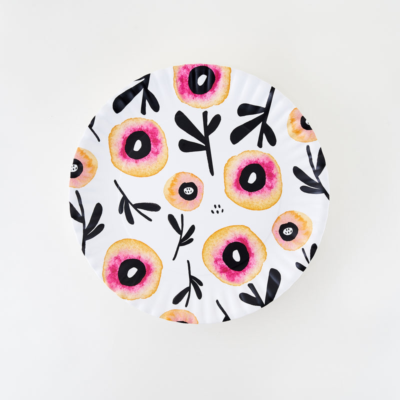 Peachy Rose Poppies 16" Matte Finish Melamine Platter by Misha Zadeh for 180 Degrees