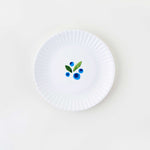 Misha Zadeh Fantastical Fruit 7 inch Melamine Plate Series for 180 Degrees. Closeup of Blueberries plate
