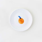 Misha Zadeh Fantastical Fruit 7 inch Melamine Plate Series for 180 Degrees. Closeup of Orange plate