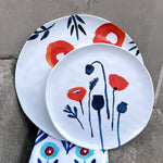 New! Poppies "Handmade" 9" Melamine Plate Set